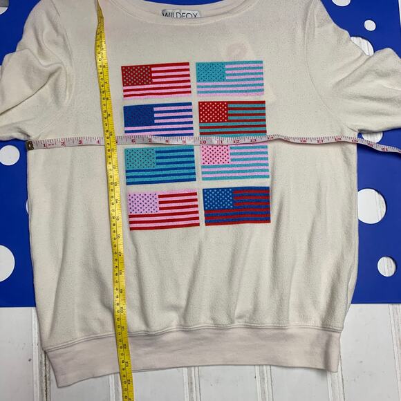 Wildfox Couture S Pop Americana Flag Print Beach Jumper Sweatshirt Retro Graphic - Picture 10 of 11